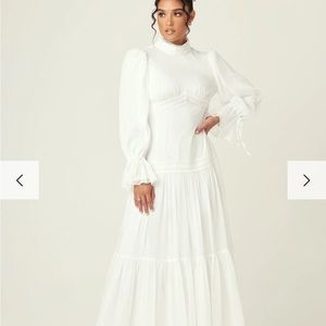 LOREN LACE CHIFFON MAXI DRESS - WHITE